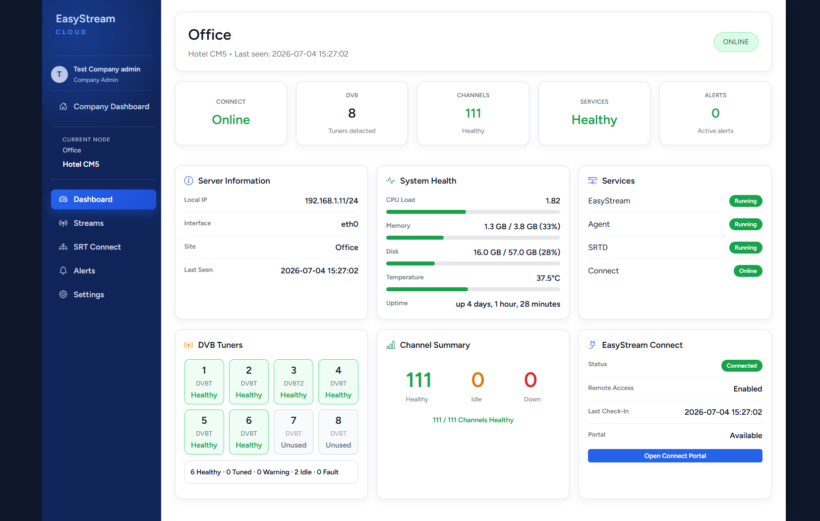 EasyStream dashboard preview